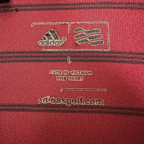 Adidas Shirt Mens XL Red Polo Striped Short Sleeve Climalite Polyester Adult - Picture 2 of 8